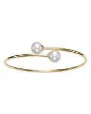 Bloomingdale's Fine Collection Freshwater Pearl Bypass Bangle Bracelet in 14K Yellow Gold