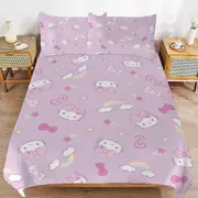 a1276 Hello Kitty Duvet Cover Set, 3 Piece Bedding Set 86x70" Double Sided Printing Decorative Comforter Cover Set (1 Duvet Cover + 2 Pillow Shams)" j