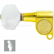 Hipshot Mini Tuners Set 6-In-Line Non-Staggered Keys TREBLE Hex Pearl - GOLD