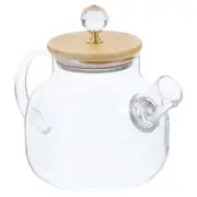 Bamboo Glass Kettle Teapot Transparent Water Pitcher Fruit Juice