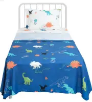 TILLYOU Twin 3pc Microfiber Kids Dinosaur Sheet Set (NIP)