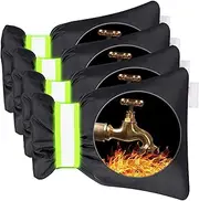 Outdoor Faucet Covers for Winter - 4 Pack Pro 6.7" W x 8.3" H Outdoor Water Faucet Cover Socks for Winter Freeze Protection Pipe Insulation Reusable Waterproof Insulated Spigot backflow Cover