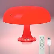 HHAUS Calming LED Bedside Lamp (Red) | Red Light Therapy | USB Desk Lamp | Remote Controlled | Cute Night Light for Kids | Timer Function | Soothing Decor Lighting | Clean Design
