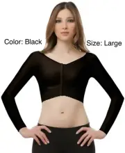 Isavela Comprexxwear Long Sleeve Breast Aug. Post Surgical Bolero Large Black
