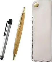 2 Pack Horizontal Hook Pen Case White Metal Touch Stick Silver and Maple Wood Axis Retro Ballpoint Pen Set NK01W-ALST-HS47S-2