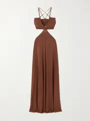 [Eres] Eres - Trésor Saba Cutout Embellished Stretch-jersey Maxi Dress - Brown - small small Brown