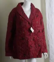 NWT Donna Sharp Sz M Art-to-Wear Red Quilted OOAK Patchwork Jacket Blazer