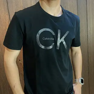 美國百分百【全新真品】 Calvin Klein T恤 CK 短袖 T-shirt 短T 大Logo 黑色 CA66
