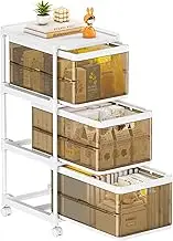 NestOrganix 3 Drawer Storage Organzier - Plastic Drawer Stroage, Stackable Storage Drawers, Storage Bins with Wheels, Foldable Drawer Organizer, 20 Quart/Bin, Total 60 Qurat