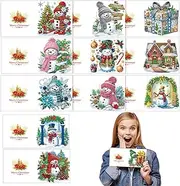 Rhinestone Art Christmas Cards,5D Rhinestone Painting Craft Kits - 5D Christmas Greeting Card Kits for Kids, Children, Toddler, Girls, Boys