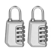 2 Pcs Combination Lock 4 Digit Locker Locks for Luggage Gym File Cabinet Silver