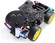 Freenove 4WD Car Kit for ESP32-WROVER CAM (Included), Dual-core 32-bit 240 MHz Microcontroller, Camera, Dot Matrix, Obstacle Avoidance, Line Tracking, Light Tracing, Colorful Light, App