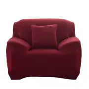 Soft Single-Seater Sofa Cover Breathable Stretch Sofa Cover Non-Slip Sofa Protective Cover -Wine Red