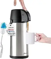 Thermal Coffee Airpot Carafe (101oz) | 17-Cup Insulated Thermos with Pump Beverage Dispenser | 20-Hour Hot and Cold Insulation | Stainless Steel Urn for Tea, Water, Coffee, Iced Drinks