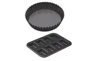 MasterPro Non Stick 8 Cup Mini Loaf Pan nad Round Deep Flan Quiche Tart Tin