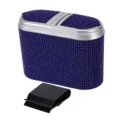 Car Trash Can Hanging Car Door Rhinestone Plastic Trash Bin Blue Black 1 Pcs