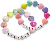 [twinkle eye] Big Sister Gifts For Little, Pastel Rainbow Heart Rainbow Ball Big Little Sister Bracelet Big Sister Announcement, Sister Birthday Jewelry