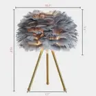 Modern Feather Tripod Table Desk Lamp Bedside Decor with Gold Finish-Grey 15.3"