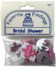 Buttons BRIDAL SHOWER Assorted Pink Favorite Findings Blumenthal Lansing USA