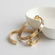 Tory Burch GOLD T-Pierced Logo Cut Out Hoop Earrings