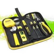 16Pc Yellow Pliers Wrench Tape Measure SAE Hex Keys Tape Home Repair Tool Kit