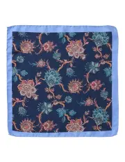 [Dom Bagnato] Fantasia Silk Pochette Pocket Square in Blue