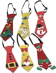 [ibasenice] Christmas Tie Set 6pcs Snowman Reindeer Tree Decor Neckties for Party Cosplay Comfortable Fit