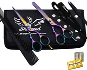Barber Professional Hairdressing Adjustable Scissors Range Of Hair Cutting Thinning Shears For Hairdressers 5.5 Inches Grooming Set – Razor Case Kit Pouch With Comb Mutli color by Sharpend