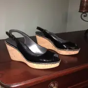 STUART WEITZMAN Heels / Wedges CORK Black - Sz 9.5 M Made in Spain NEW!