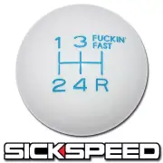 WHITE/BLUE FING FAST SHIFT KNOB FOR 5 SPEED SHORT THROW SHIFTER LEVER 12X1.5 K04