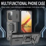 For vivo iQOO Z9s Pro, Luxury Hybrid Armor Slide Camera Cover Magnetic Ring Case