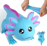 Axolotl Stress Balls for Adults and Kids (Blue), Axolotl Squishy Toys, Cute Axolotl Stress Relief Sensory Fidget Toys, Sand Filled Stretch Animal Squeeze Toys, Axolotl Squishy Ball for Boys and Girls