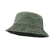 Bucket Hat, Wide Brim Washed Denim Cotton Outdoor Sun Hat One Size Army Green
