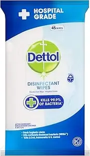 Dettol Anti-Bacterial Surface Wipes Fresh Household Disinfectant, 45 Count