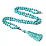 8mm Round Beads Antique and Counting Beads and Tassels Necklace