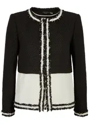 Alice + Olivia Kidman Panelled Tweed Jacket - Black - XL (UK16 / XL) XL (UK16 / XL)