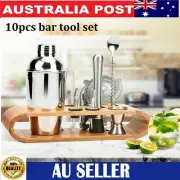 Stainless Steel Bar Tool Cocktail Set with Bamboo Stand Home Bartending Kit-10X