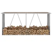 Garden Log Storage Shed Galvanised Steel 330x84x152 cm Brown