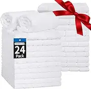 HOMERHYME Hand Towels for Bathroom, 24 Pack 25''*15'' Microfiber White Bath Hand Towels, Quick Dry Lint Free Soft Absorbent Bulk Washcloths Decorative Fingertip Towels for Gym Hotel Salon Kitchen
