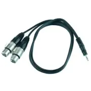 1m 3.5mm Stereo Jack Plug to 2 x XLR Female Socket Audio Lead