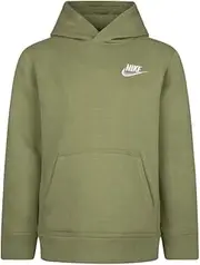 [Nike] Boy's Club Fleece Pullover Hoodie (Little Kids) (US, Numeric, 6, Regular, Alligator/White)