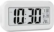 Digital Alarm Clock - Silent Bedside Watch, Led Clock with Smart Light Control | Silent Watch Radio for Heavy Sleepers, Light Sensitive People, Children, Teenagers, White, Easy-to-Use Room Equipment