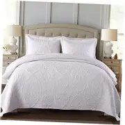 Paisley Quilt Queen White Cotton Quilt Sets Vintage Bedspread Coverlet Set