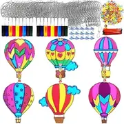 Ayhuhra 30 Sets Hot Air Balloon Suncatcher Craft Kits DIY Window Paint Art Sun Catcher Kits for Home Classroom Party Activities Art Project