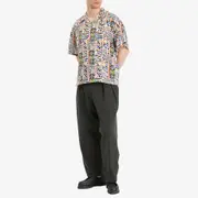 BEAMS Print Loose Open Collar Shirt