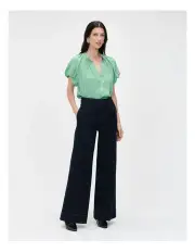 [Veronika Maine] Georgette Bubble Sleeve Blouse in Blue
