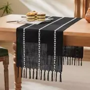Braided Farmhouse Table Runner,13x36 Inch, 36" x 13" (Runner) Braided Black