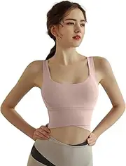 [Generic] Women's High Impact Sports Bra Comfort Wide Straps Yoga Tops Sexy Hollow Backless Workout Tanks Full Cup Seamless Wireless Running Bras Underwear