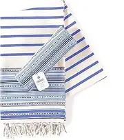 UniQloth Peshtemal Turkish Beach Towels Set of 2 - Oversized Cotton Beach Towels 40x72 - Sand Free Quick Dry Beach Blanket for Adults - Extra Large Towels for Beach Bath Pool Yoga Travel - Blue