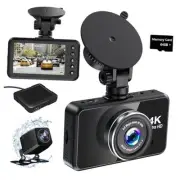 4K Dash Cam, Built-in GPS Front 4K & Rear 1080P Dash Camera with 64GB Black